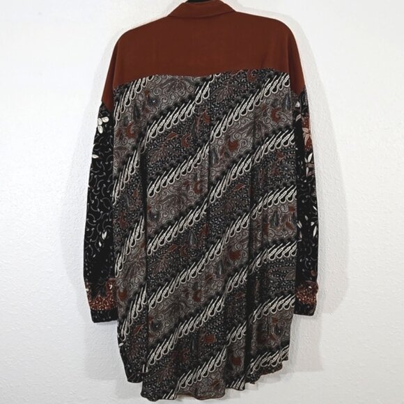 Vintage We Be Bop Brown/Black/Cream Beaded Floral Tribal Tunic/Dress, size 3X - Picture 9 of 12
